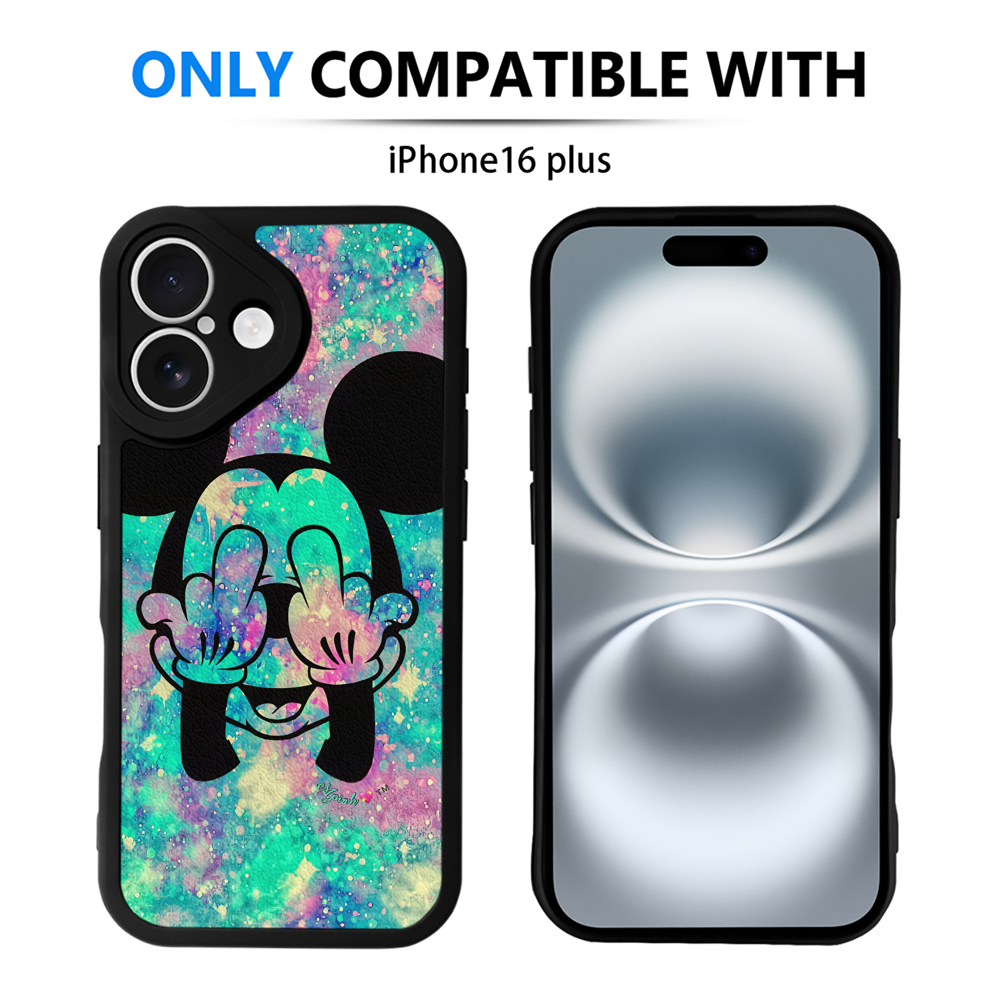 （画像用） ミッキーマウス Mickey Mouse 【iPhone 16シリーズ対応】シリコンスマホケース（レザー調） 材質：シリコン